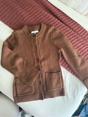 LOFT Camel Brown Ribbed Knit Cardigan